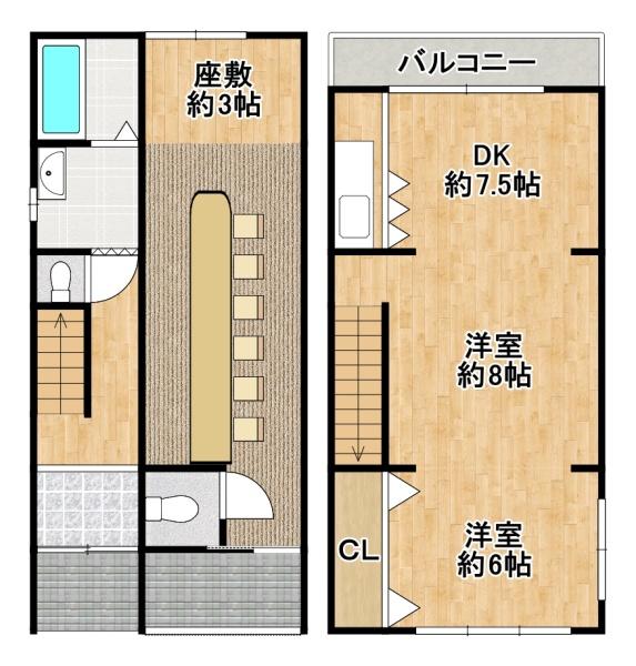 松原市西野々2丁目　中古戸建 間取図・土地図