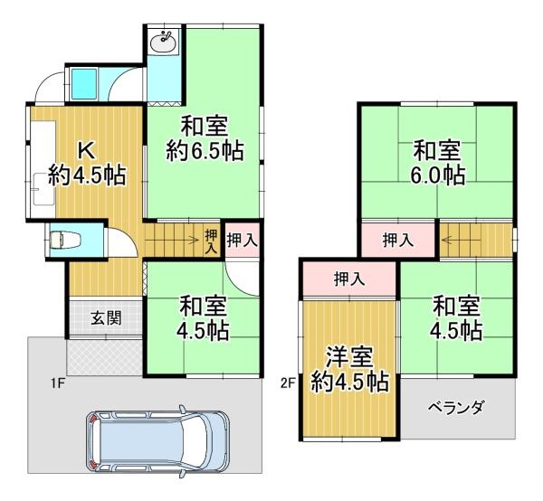 伊丹市美鈴町3丁目　中古戸建 間取図・土地図