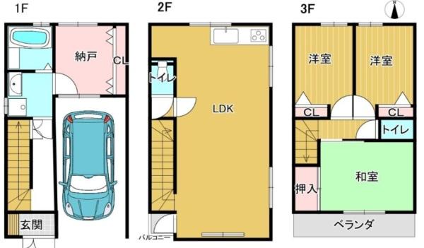 大阪市平野区平野上町2丁目　中古戸建 間取図・土地図