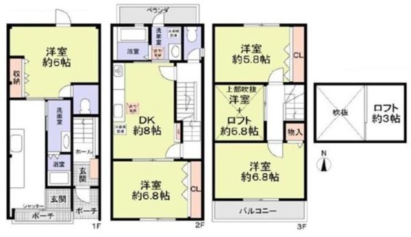 京都市上京区中務町　中古戸建 間取図・土地図