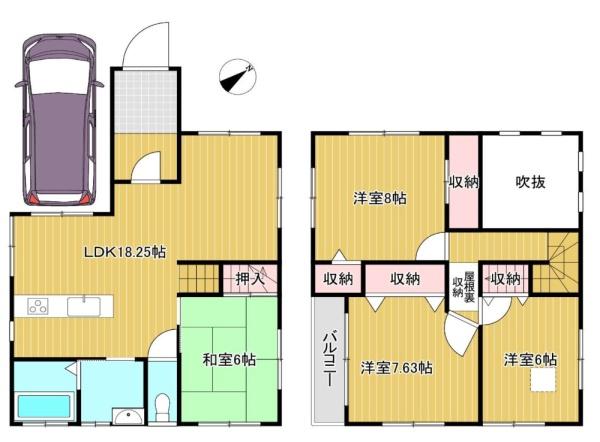 羽曳野市西浦5丁目　中古戸建 間取図・土地図
