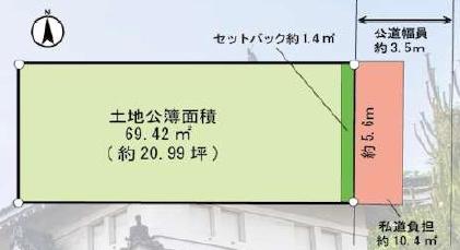京都市中京区西ノ京内畑町　建築条件無売土地 間取図・土地図