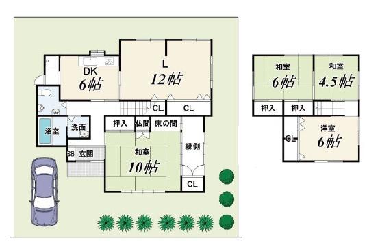 京都市左京区静市市原町　中古戸建 間取図・土地図