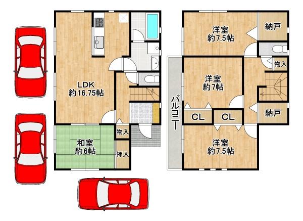 堺市中区陶器北　中古戸建 間取図・土地図