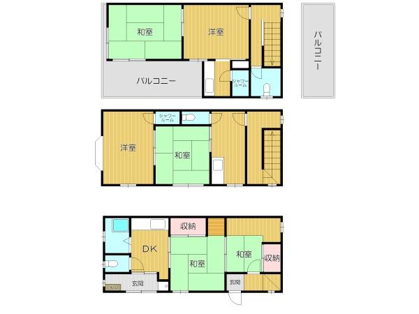 大阪市住之江区住之江3丁目　中古戸建 間取図・土地図