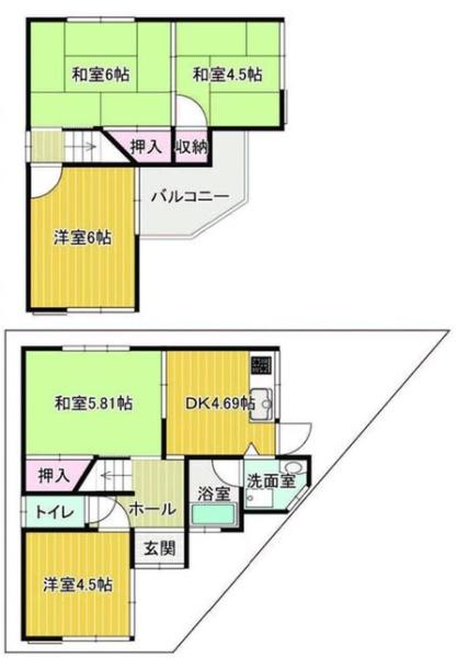 富田林市西板持町8丁目　中古戸建 間取図・土地図