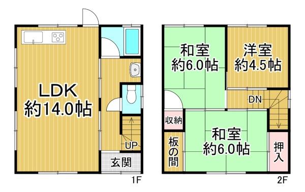 堺市東区草尾　中古戸建 間取図・土地図
