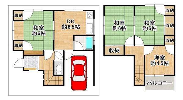 堺市北区野遠町　中古戸建 間取図・土地図