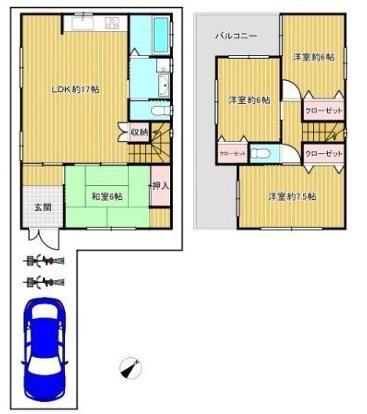 大阪市住之江区平林南2丁目　中古戸建 間取図・土地図
