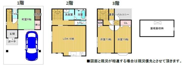 大阪市港区池島３丁目　中古戸建 間取図・土地図