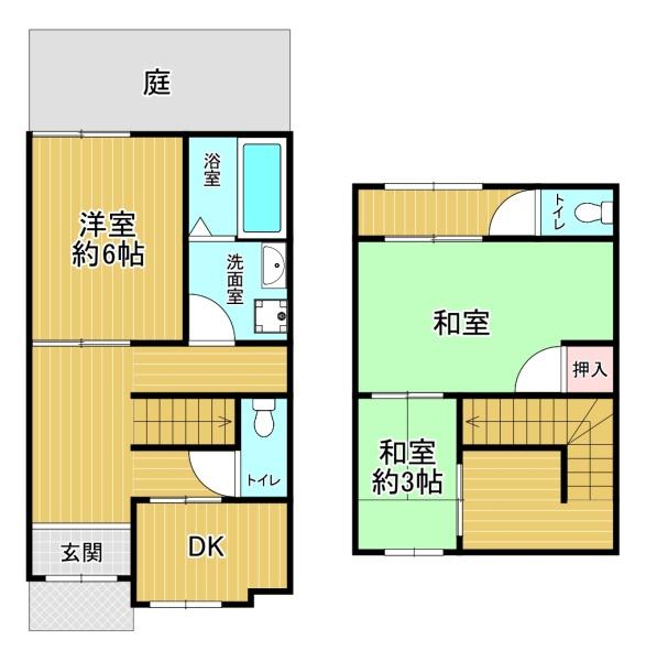 大阪市西成区天下茶屋1丁目　中古戸建 間取図・土地図