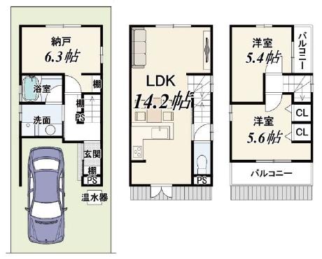 京都市上京区観音寺門前町　新築戸建 間取図・土地図