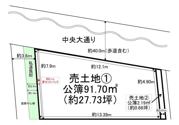 大阪市東成区中本2丁目　古家付売土地 間取図・土地図