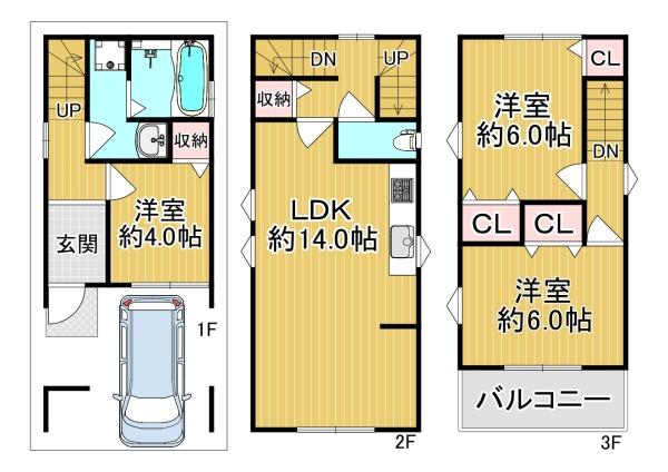 大阪市生野区林寺2丁目　中古戸建 間取図・土地図