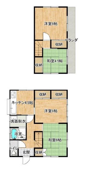 かすみがうら市稲吉南３丁目　中古戸建 間取図・土地図