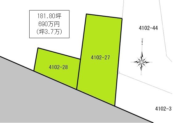 つくば市栗原　土地（181坪　10年特例用地） 間取図・土地図