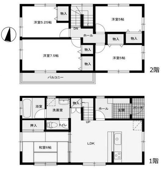 龍ケ崎市直鮒　中古戸建 間取図・土地図