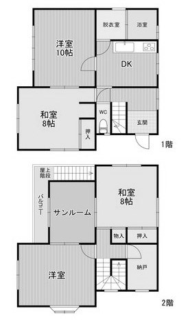 古河市三和　中古戸建 間取図・土地図