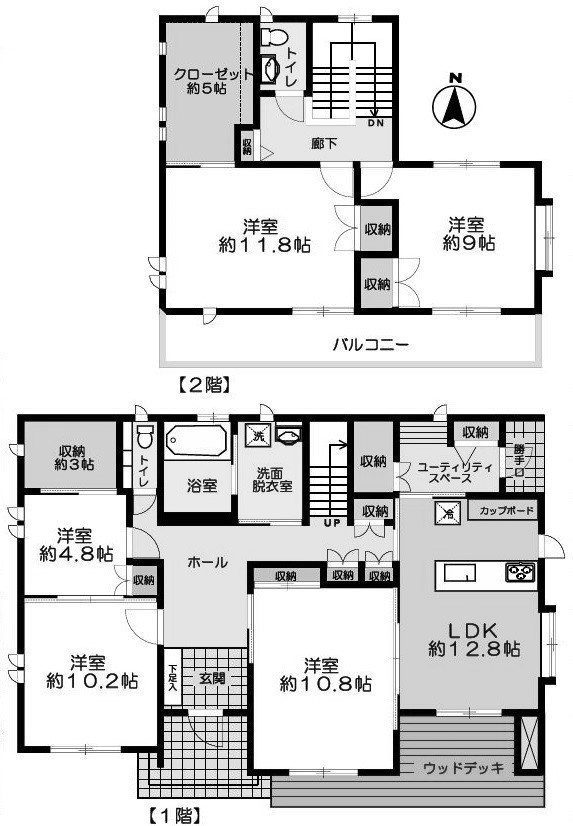 牛久市上柏田４丁目　中古戸建 間取図・土地図