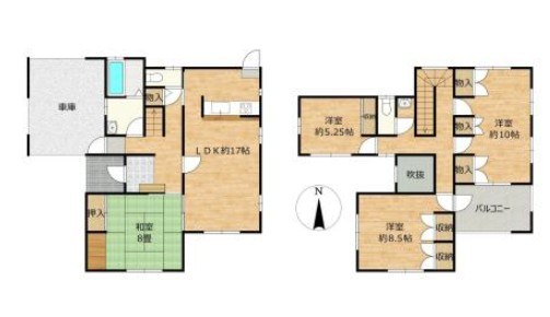 阿見町南平台１丁目　中古戸建 間取図・土地図