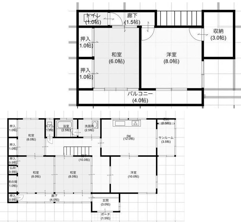 坂東市大口　中古戸建 間取図・土地図