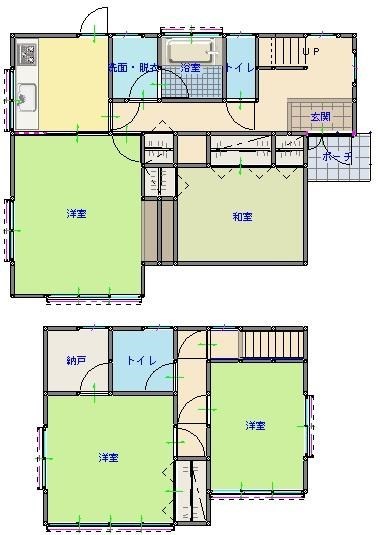 筑西市岡芹　中古戸建 間取図・土地図