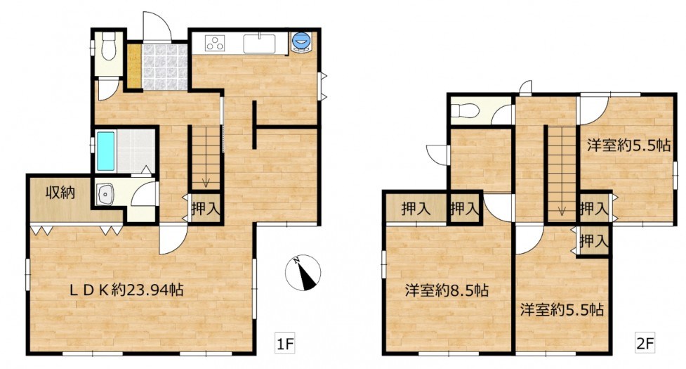 龍ケ崎市松葉１丁目　中古戸建 間取図・土地図