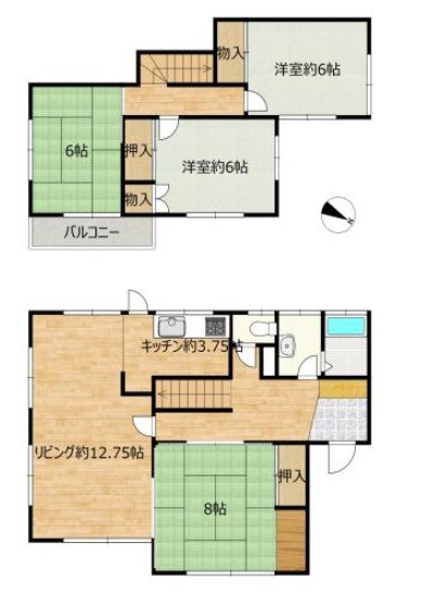 龍ケ崎市松葉１丁目　中古戸建 間取図・土地図