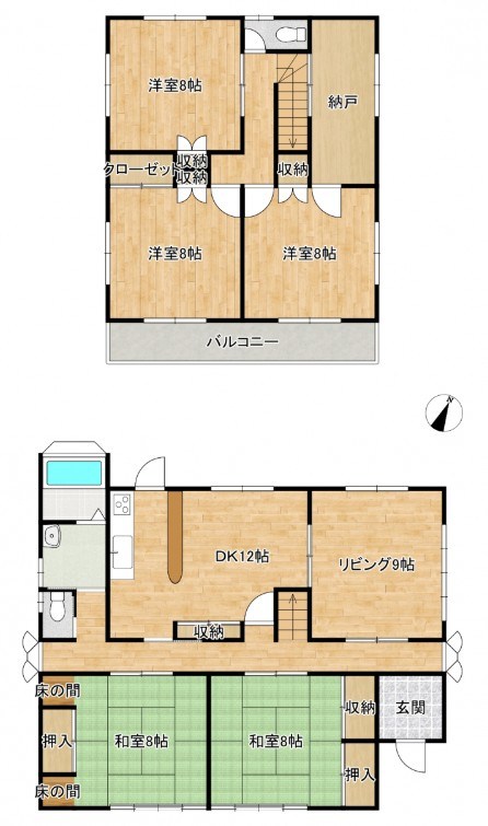 筑西市下岡崎２丁目　中古戸建 間取図・土地図