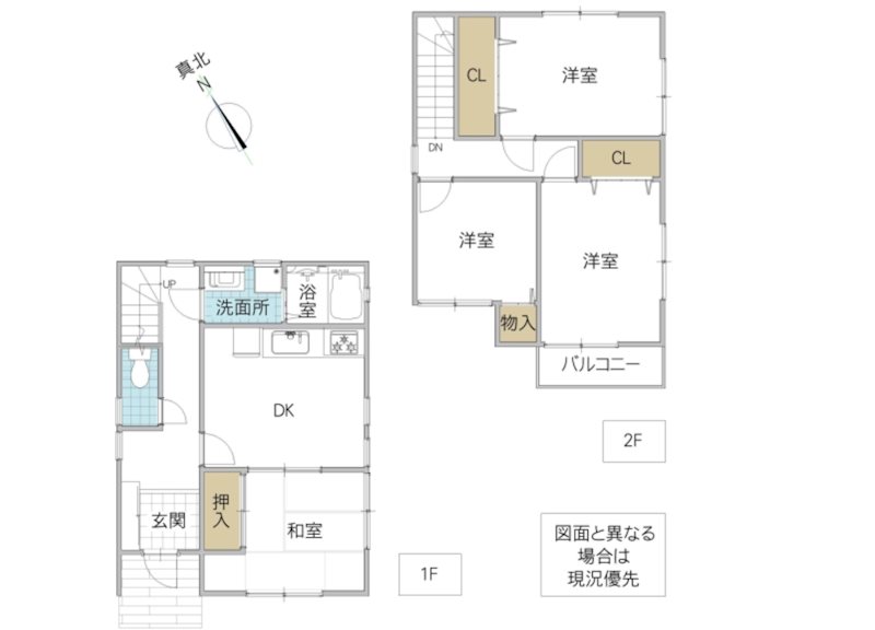 土浦市神立中央２丁目　中古戸建 間取図・土地図