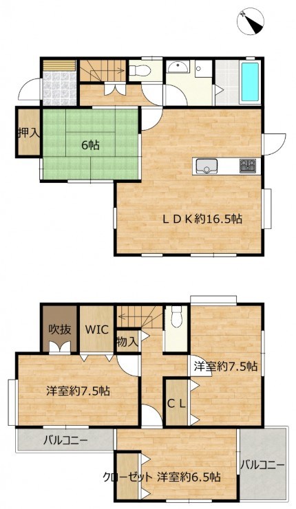 牛久市牛久町　中古戸建 間取図・土地図