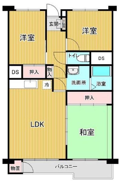 取手中央タウンＦ棟 間取図・土地図