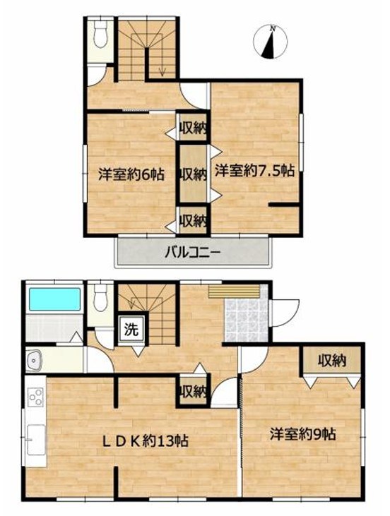 つくば市宝陽台　中古戸建 間取図・土地図