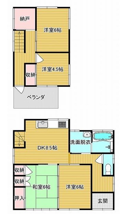 石岡市川又　中古戸建 間取図・土地図