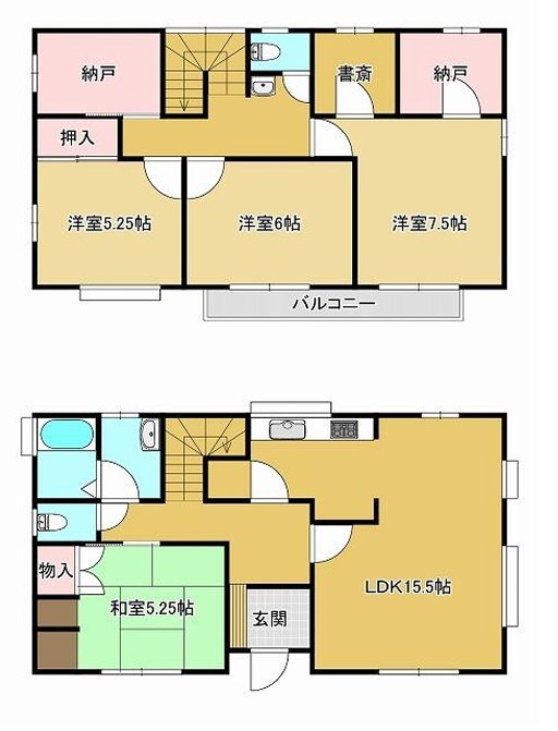下妻市下妻丙　中古戸建 間取図・土地図