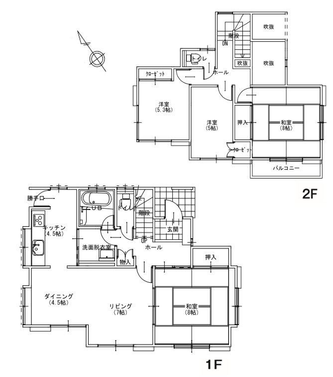 土浦市中貫　中古戸建 間取図・土地図