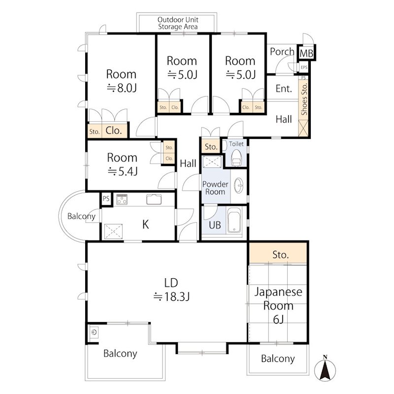 サザンヒルズ竹山七番館 207号室 間取り図