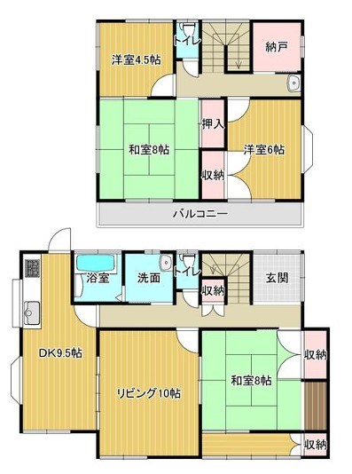 筑西市幸町３丁目　中古戸建 間取図・土地図