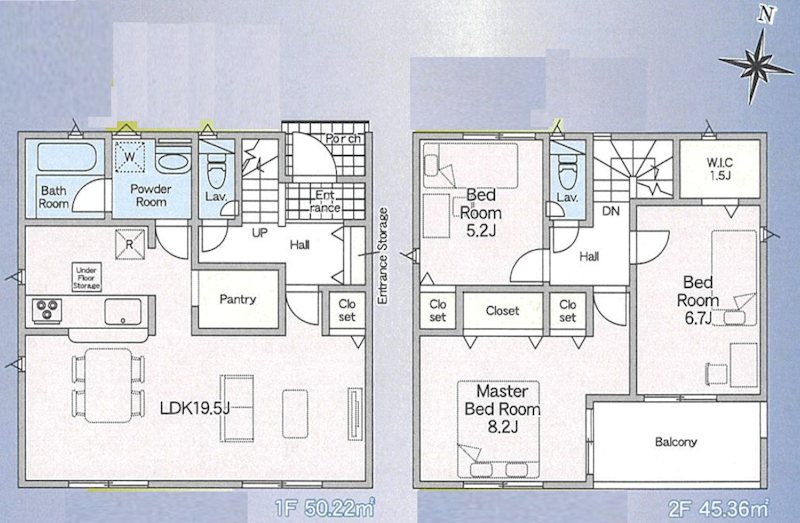 つくば市安食　新築戸建第２　１号棟 間取図・土地図