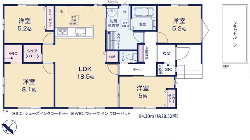 つくば市要元猿壁　新築戸建４期　４号棟 間取図・土地図