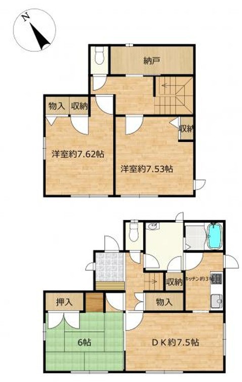 守谷市美園５丁目　中古戸建 間取図・土地図
