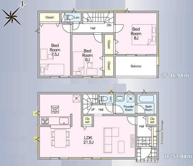 つくば市高見原５丁目　新築戸建第１７　３号棟 間取図・土地図