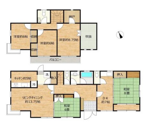 石岡市南台１丁目　中古戸建 間取図・土地図