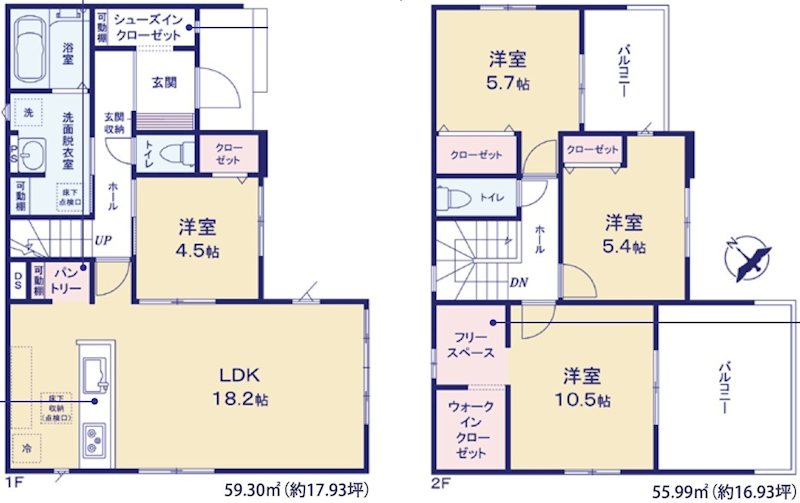 つくばみらい市谷井田　新築戸建１０期　１号棟 間取図・土地図