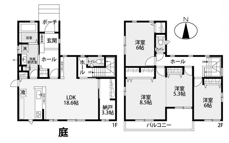 筑西市市野辺　中古戸建 間取図・土地図