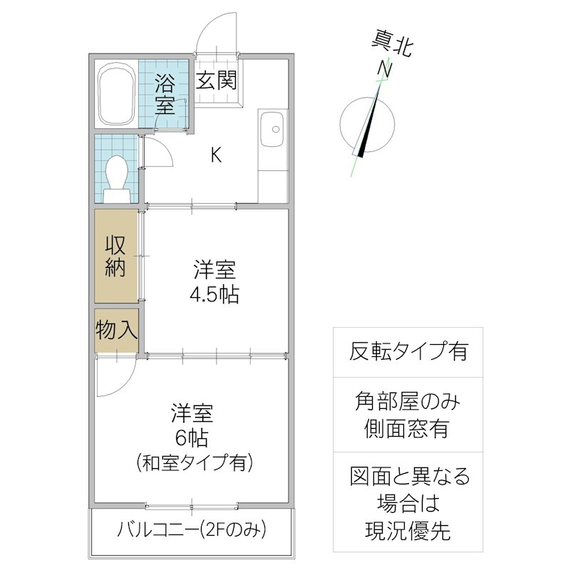 常総市向石下　アパート 間取図・土地図