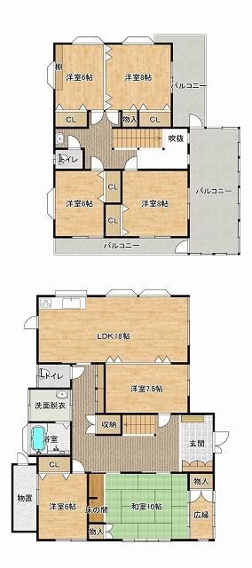下妻市下妻丙　中古戸建 間取図・土地図