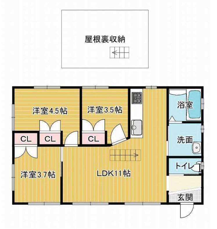 常総市若宮戸　中古戸建 間取図・土地図