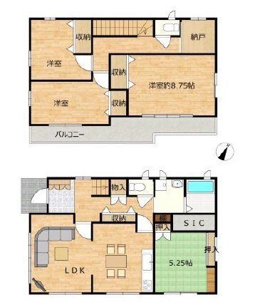 取手市米ノ井　中古戸建 間取図・土地図