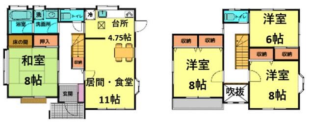 古河市大山　中古戸建 間取図・土地図